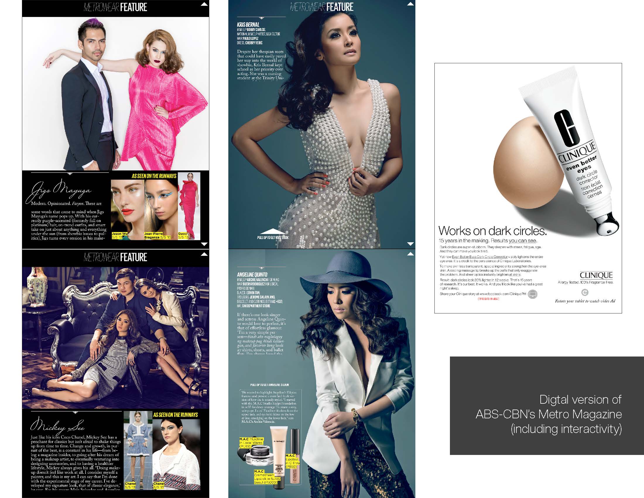 Fashion feature spreads — reimagined from print layouts for tablet scrolling and tap interactions.
